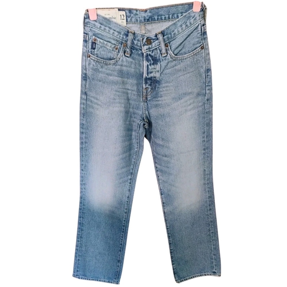 Abercrombie Kilburn Low Rise Bootcut Jeans Light Wash 100 Cotton Denim Size 12